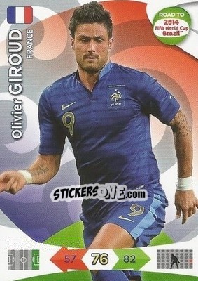 Sticker Olivier Giroud - Road to 2014 FIFA World Cup Brazil. Adrenalyn XL n. 99 - Panini