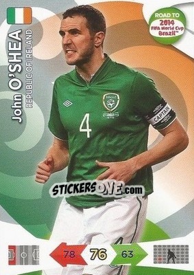 Sticker John O'Shea - Road to 2014 FIFA World Cup Brazil. Adrenalyn XL n. 110 - Panini
