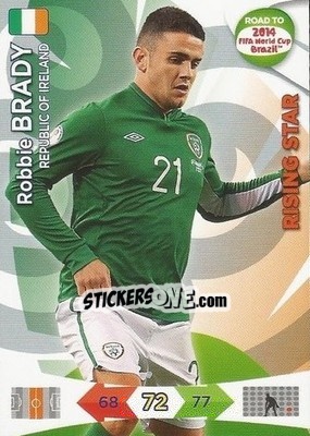 Sticker Robbie Brady - Road to 2014 FIFA World Cup Brazil. Adrenalyn XL - Panini