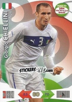 Sticker Giorgio Chiellini - Road to 2014 FIFA World Cup Brazil. Adrenalyn XL n. 120 - Panini