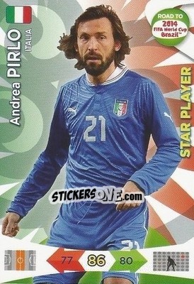 Sticker Andrea Pirlo - Road to 2014 FIFA World Cup Brazil. Adrenalyn XL n. 125 - Panini