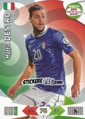 Sticker Mattia Destro - Road to 2014 FIFA World Cup Brazil. Adrenalyn XL n. 126 - Panini