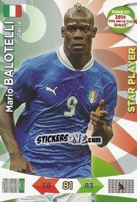 Figurina Mario Balotelli - Road to 2014 FIFA World Cup Brazil. Adrenalyn XL - Panini