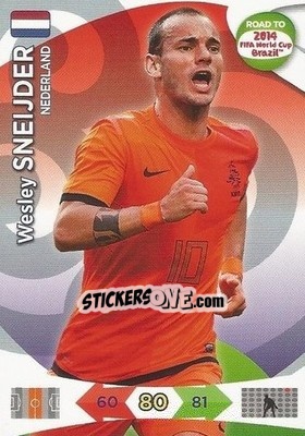 Sticker Wesley Sneijder - Road to 2014 FIFA World Cup Brazil. Adrenalyn XL n. 135 - Panini