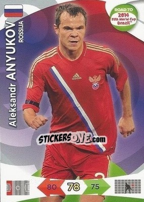 Sticker Aleksandr Anyukov - Road to 2014 FIFA World Cup Brazil. Adrenalyn XL - Panini