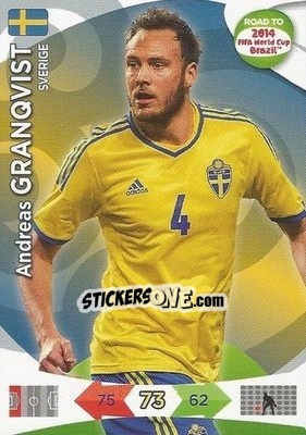 Sticker Andreas Granqvist - Road to 2014 FIFA World Cup Brazil. Adrenalyn XL n. 168 - Panini