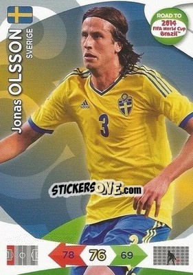 Sticker Jonas Olsson - Road to 2014 FIFA World Cup Brazil. Adrenalyn XL - Panini