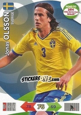 Sticker Jonas Olsson - Road to 2014 FIFA World Cup Brazil. Adrenalyn XL n. 169 - Panini