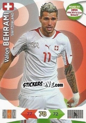 Sticker Valon Behrami - Road to 2014 FIFA World Cup Brazil. Adrenalyn XL n. 177 - Panini
