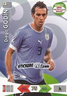 Sticker Diego Godin - Road to 2014 FIFA World Cup Brazil. Adrenalyn XL - Panini