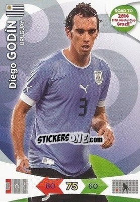Sticker Diego Godin - Road to 2014 FIFA World Cup Brazil. Adrenalyn XL n. 184 - Panini