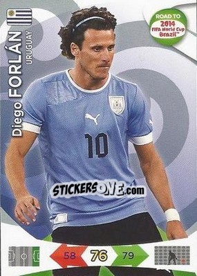 Sticker Diego Forlán - Road to 2014 FIFA World Cup Brazil. Adrenalyn XL n. 188 - Panini