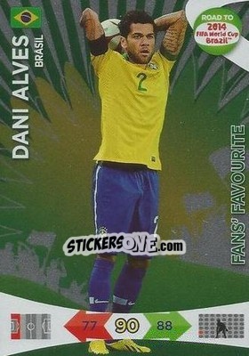Sticker Dani Alves - Road to 2014 FIFA World Cup Brazil. Adrenalyn XL n. 192 - Panini