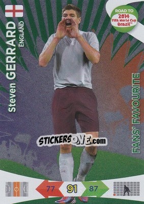 Sticker Steven Gerrard - Road to 2014 FIFA World Cup Brazil. Adrenalyn XL n. 195 - Panini