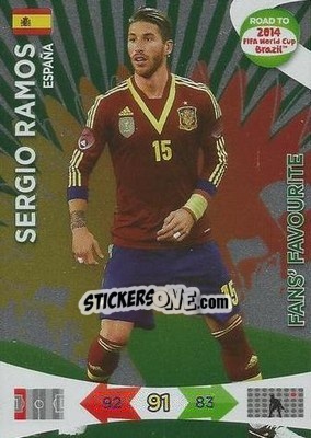 Sticker Sergio Ramos - Road to 2014 FIFA World Cup Brazil. Adrenalyn XL n. 196 - Panini