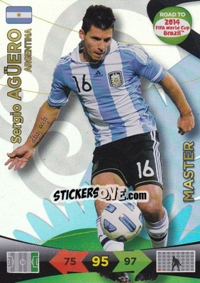 Sticker Sergio Agüero - Road to 2014 FIFA World Cup Brazil. Adrenalyn XL n. 221 - Panini
