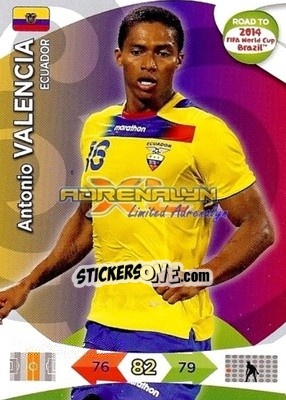 Sticker Antonio Valencia - Road to 2014 FIFA World Cup Brazil. Adrenalyn XL - Panini