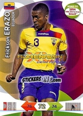 Sticker Frickson Erazo - Road to 2014 FIFA World Cup Brazil. Adrenalyn XL - Panini