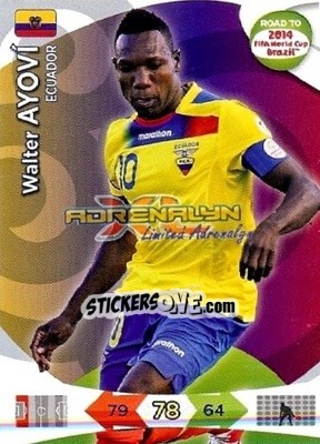 Sticker Walter Ayoví - Road to 2014 FIFA World Cup Brazil. Adrenalyn XL n. EC-WA - Panini