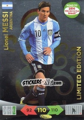 Sticker Lionel Messi - Road to 2014 FIFA World Cup Brazil. Adrenalyn XL - Panini
