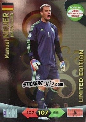 Sticker Manuel Neuer - Road to 2014 FIFA World Cup Brazil. Adrenalyn XL n. LE-MN - Panini