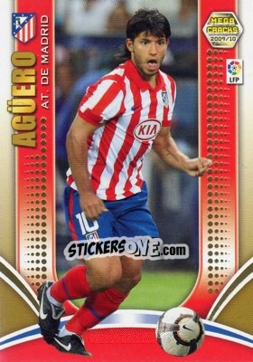 Figurina Aguero - Liga BBVA 2009-2010. Megacracks - Panini