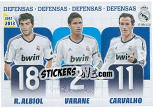 Sticker Raúl Albiol / Varane / Ricardo Carvalho - Real Madrid 2012-2013 n. 18 - Panini
