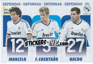 Cromo Marcelo / Coentrao / Nacho Fernández - Real Madrid 2012-2013 - Panini