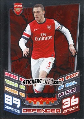 Sticker Thomas Vermaelen - English Premier League 2012-2013. Match Attax Extra n. C1 - Topps