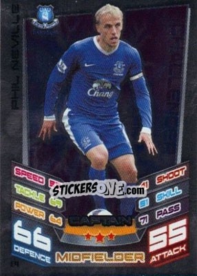 Sticker Phil Neville - English Premier League 2012-2013. Match Attax Extra n. C4 - Topps