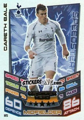 Sticker Gareth Bale - English Premier League 2012-2013. Match Attax Extra n. H5 - Topps