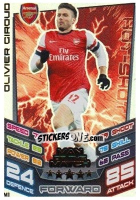 Sticker Olivier Giroud - English Premier League 2012-2013. Match Attax Extra n. M1 - Topps