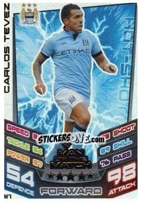 Sticker Carlos Tevez - English Premier League 2012-2013. Match Attax Extra n. M7 - Topps