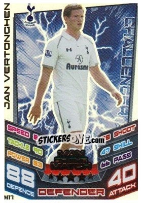 Sticker Jan Vertonghen - English Premier League 2012-2013. Match Attax Extra - Topps