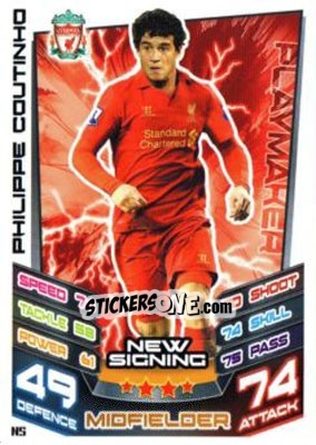 Sticker Philippe Coutinho - English Premier League 2012-2013. Match Attax Extra n. N5 - Topps