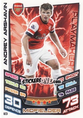 Sticker Andrey Arshavin - English Premier League 2012-2013. Match Attax Extra n. U3 - Topps