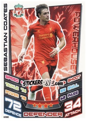 Sticker Sebastian Coates - English Premier League 2012-2013. Match Attax Extra - Topps