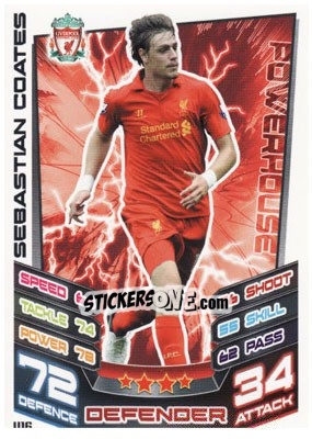 Sticker Sebastian Coates - English Premier League 2012-2013. Match Attax Extra n. U16 - Topps