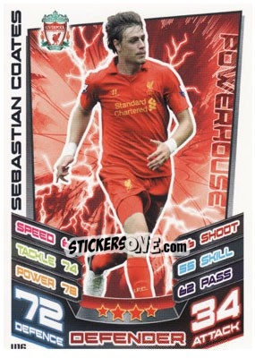 Cromo Sebastian Coates - English Premier League 2012-2013. Match Attax Extra - Topps