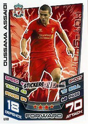 Cromo Oussama Assaidi - English Premier League 2012-2013. Match Attax Extra n. U18 - Topps
