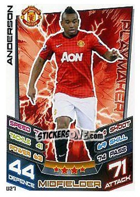 Sticker Anderson - English Premier League 2012-2013. Match Attax Extra n. U27 - Topps