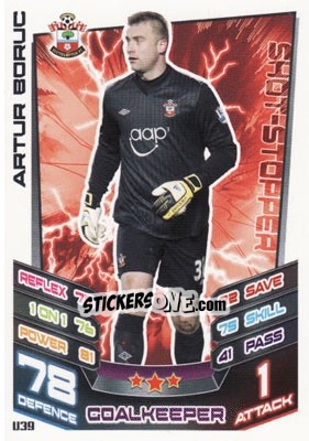 Sticker Artur Boruc - English Premier League 2012-2013. Match Attax Extra - Topps