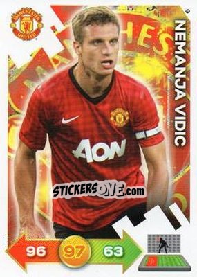 Sticker Nemanja Vidic - Manchester United 2012-2013. Adrenalyn XL n. 9 - Panini