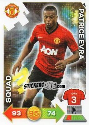 Sticker Patrice Evra - Manchester United 2012-2013. Adrenalyn XL n. 30 - Panini