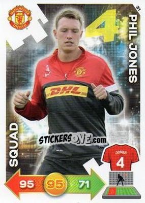 Sticker Phil Jones - Manchester United 2012-2013. Adrenalyn XL n. 31 - Panini