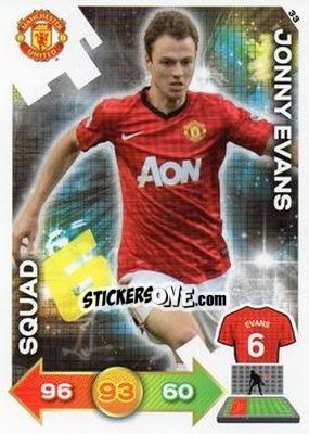 Sticker Jonny Evans - Manchester United 2012-2013. Adrenalyn XL n. 33 - Panini