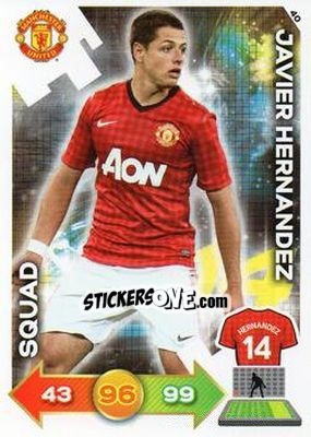 Sticker Javier Hernandez - Manchester United 2012-2013. Adrenalyn XL n. 40 - Panini