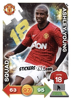 Sticker Ashley Young - Manchester United 2012-2013. Adrenalyn XL n. 44 - Panini