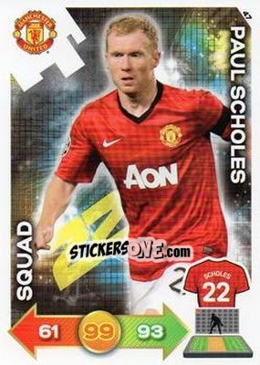 Sticker Paul Scholes - Manchester United 2012-2013. Adrenalyn XL n. 47 - Panini