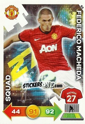 Sticker Federico Macheda - Manchester United 2012-2013. Adrenalyn XL n. 52 - Panini